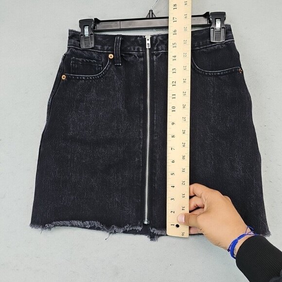 Abercrombie & Fitch Zoe Natural Rise Vintage A-Line Skirt Womens 2 Black Grunge - Picture 6 of 7